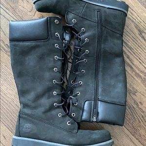 Long black tie up timberlands size 5